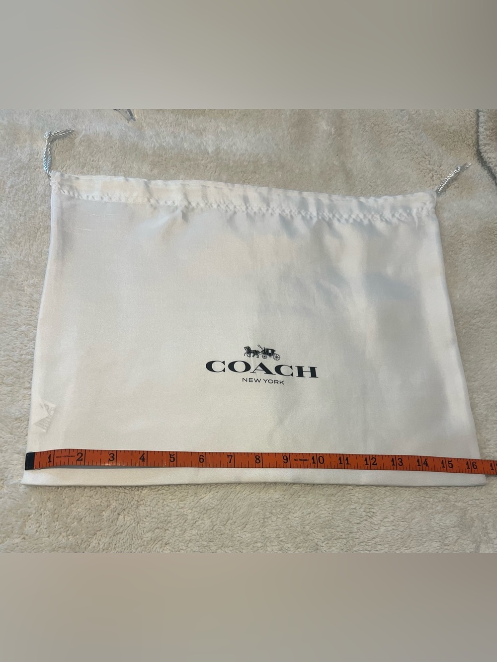 Coach White Drawstring Logo Dust Bag with Black Print - Picture 3 of 3